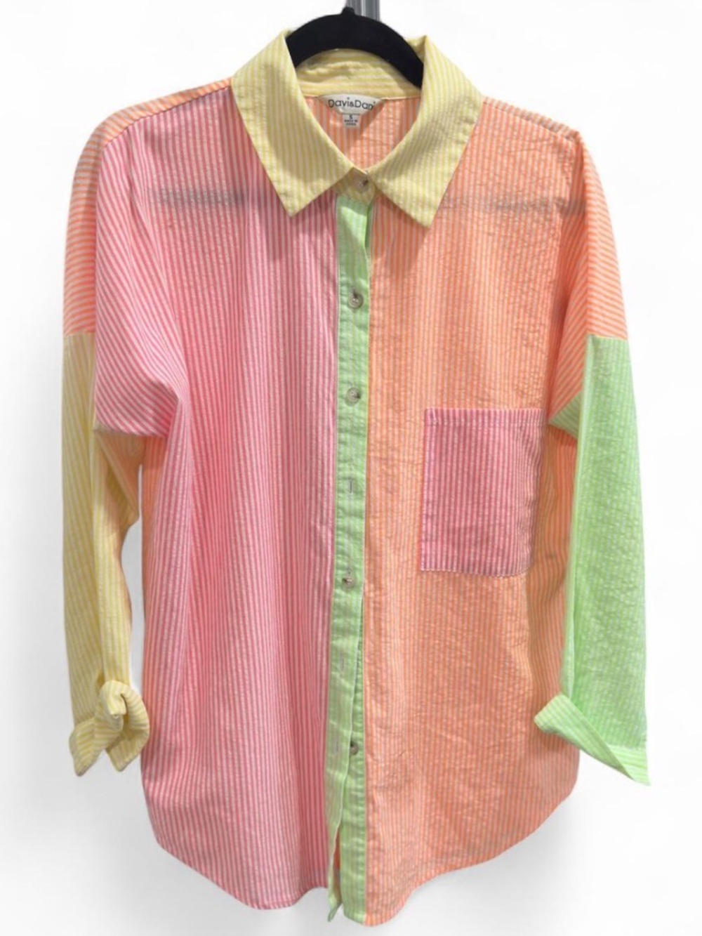 DAVI & DANI Pastel Multi-Color Striped Button-Up Shirt